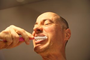 brushing teeth